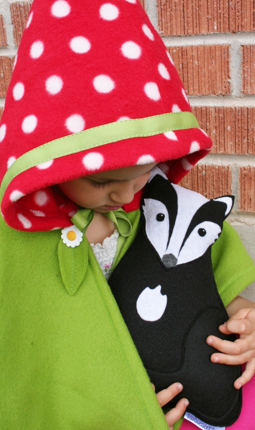 Forest Critters- Badger with Maple Leaf - Eco Friendly- Woodland Plush Animal