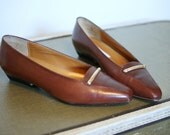 SALE Vintage Calico Brown Leather Loafers size 6