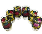 50% OFF Antique Rare I Preziosi Lavorato a Mano - Made in Italy Hand Molded Crystal Stained Grape Motif Designed Water / Tumbler Glasses -