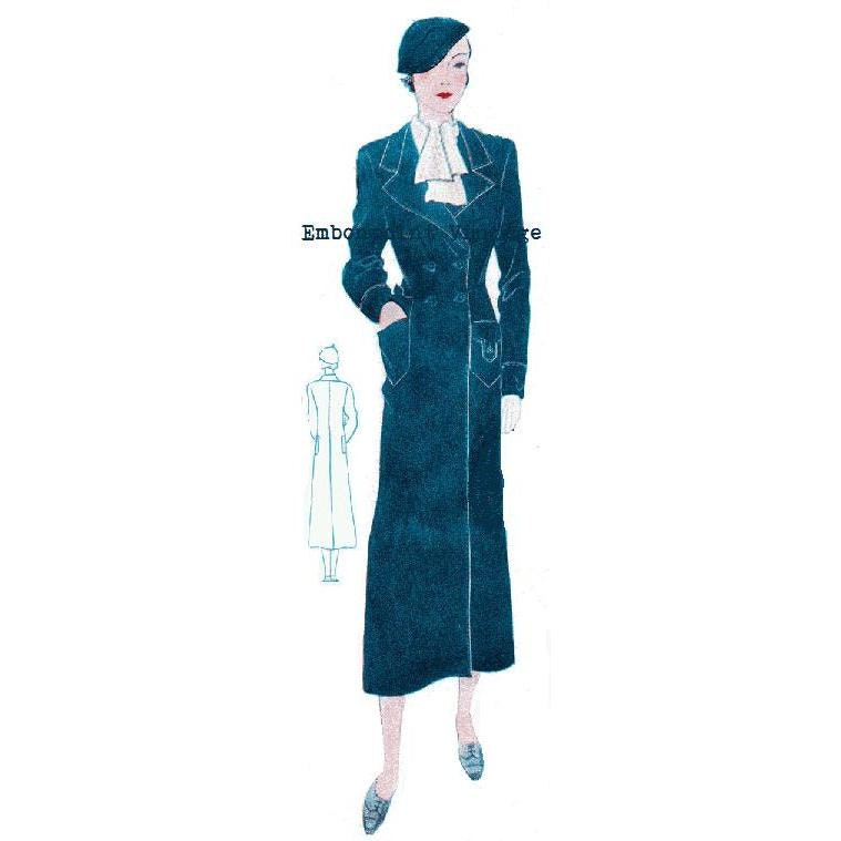Plus Size (or any size) Vintage 1934 Coat Pattern - PDF - Pattern No 89 Rena