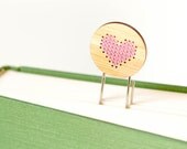 Cross Stitch Bookmark Kit - Pink Heart on Bamboo