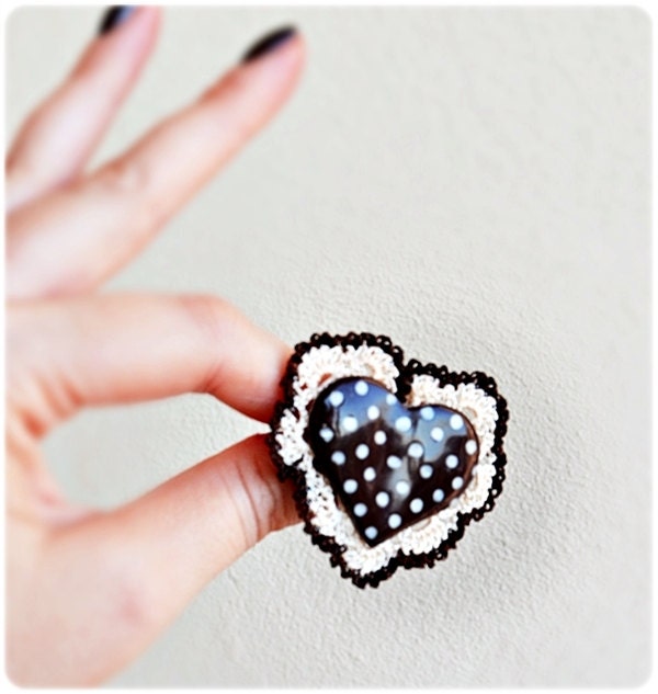 Heart Brooch - Polka Dot