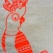 Screen Printed Cockatoo Priscilla Queen of the Burbs Fluro Red on Natural