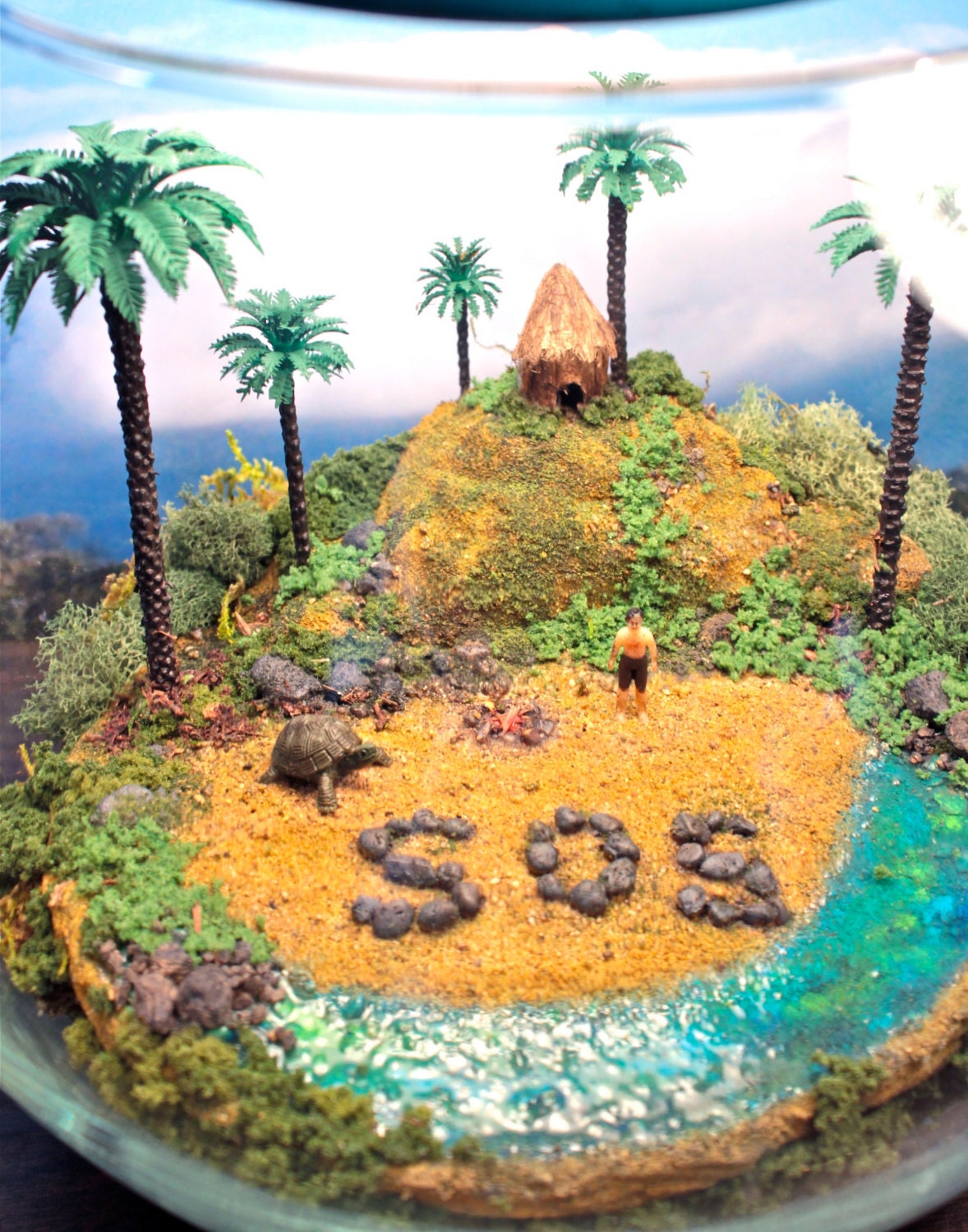 Tropical Island Castaway / The Blue Lagoon - Terrarium / Diorama - Mini Zen Garden