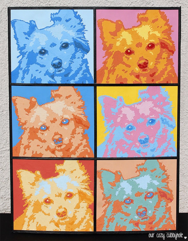 Custom Andy Warhol Inspired Pop Art Pet Portrait - 6 Boxes