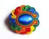 Multicolor RAINBOW soutache RING statement ring knuckle-duster colorful green blue red yellow orange oaak gift for her under 50