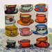 Teacups and Saucers Illustration Linen Lavender Bag