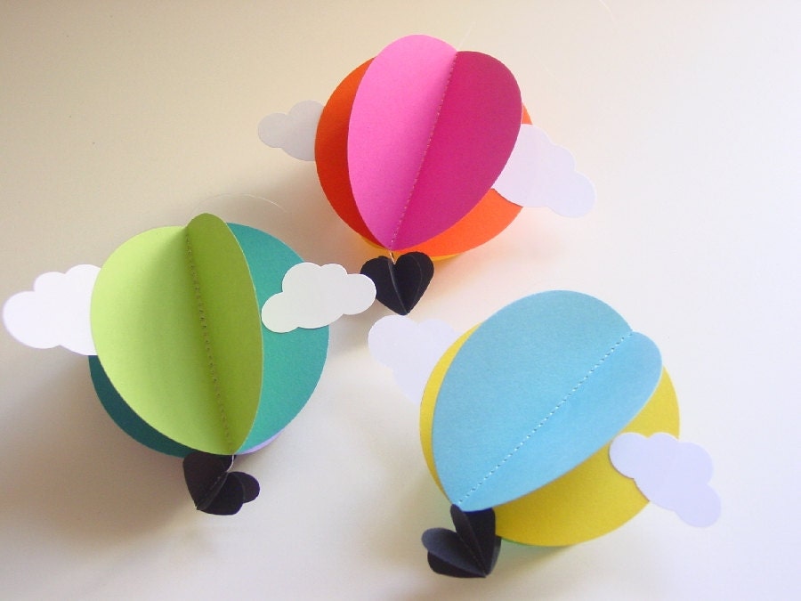 Hot Air Balloon Decoration-Bright-Set of 3
