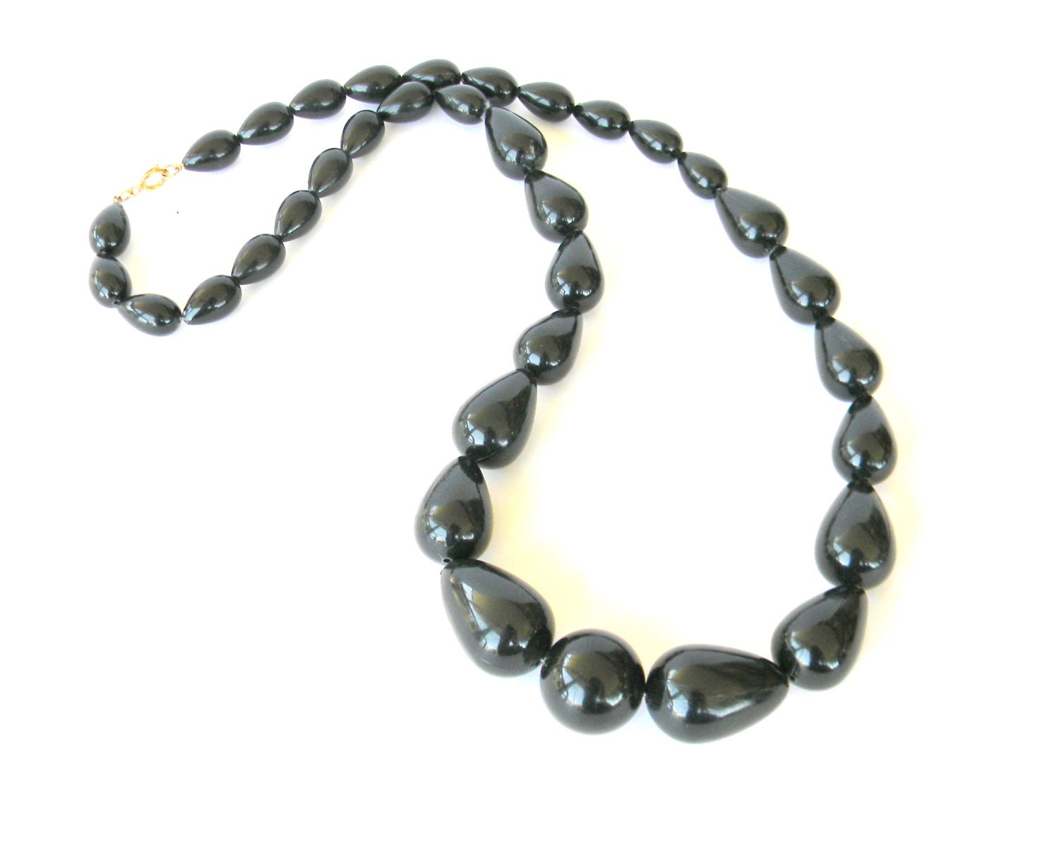 Retro Black Necklace, Mod Design, Vintage Bead Necklace, Statement Jewelry, Mid Century Modern