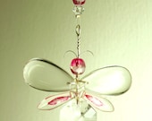 Crystal Suncatcher, Glass Suncatcher, Butterfly Ornament Wedding Decoration Garland, Car Charm, Rear View Mirror, Window, Pink Butterfly