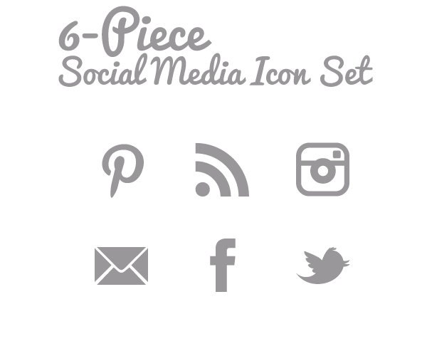Social Media Icons - Transparent Background - Light Gray