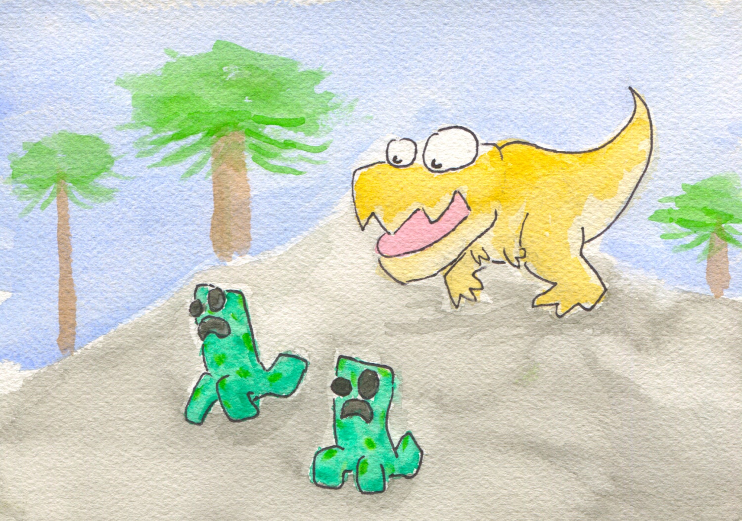 Dinosaur Postcart - Minecraft Tyrannosaurus