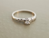 Petite and Vintage 14k White Gold Diamond Engagement Ring