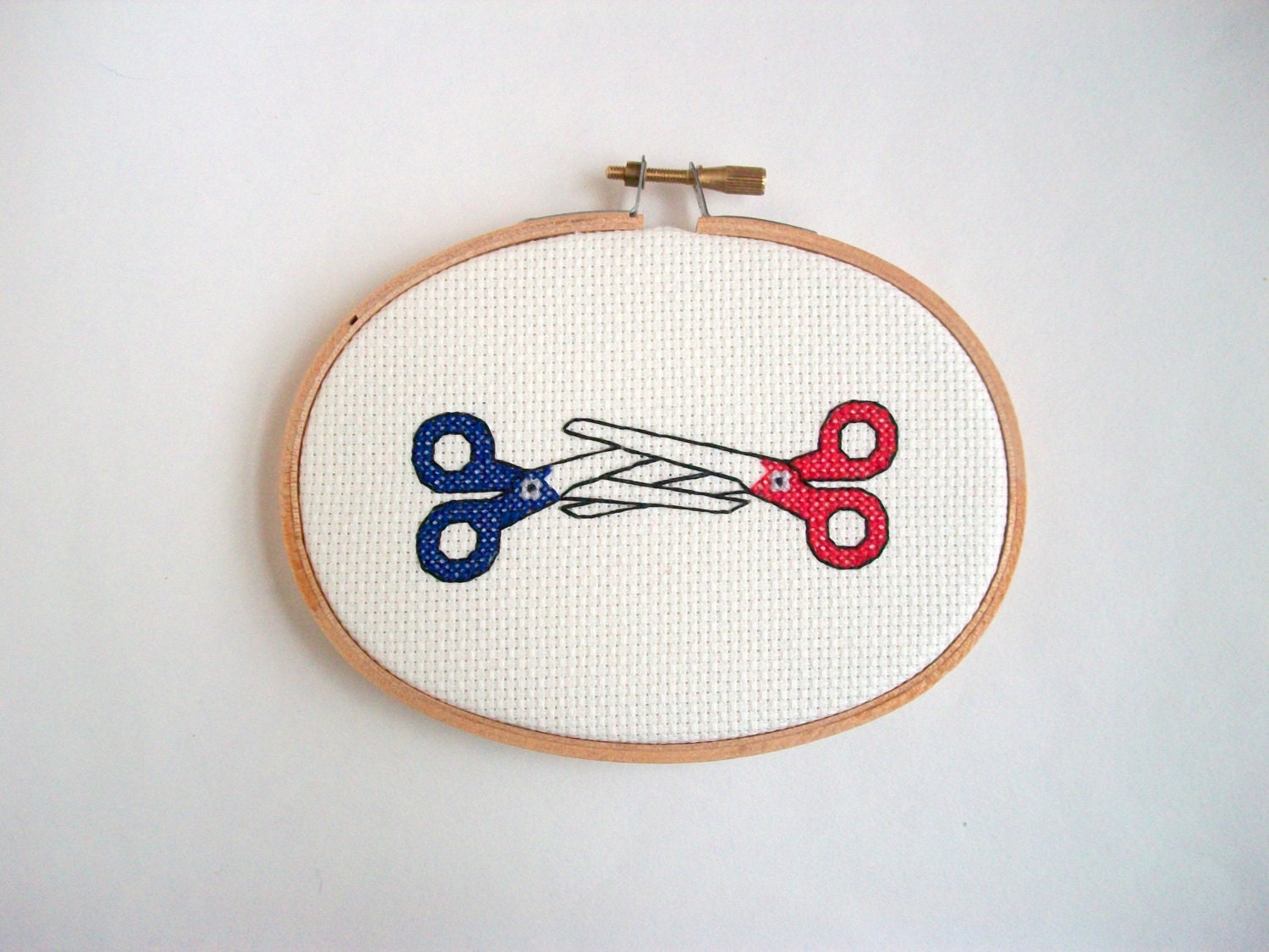 Scissors cross stitch -- ironic, simple cross stitch, minimalist with two pairs of scissors