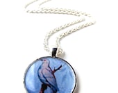 Bird necklace - a cute vintage image of a bird on a silver pendant