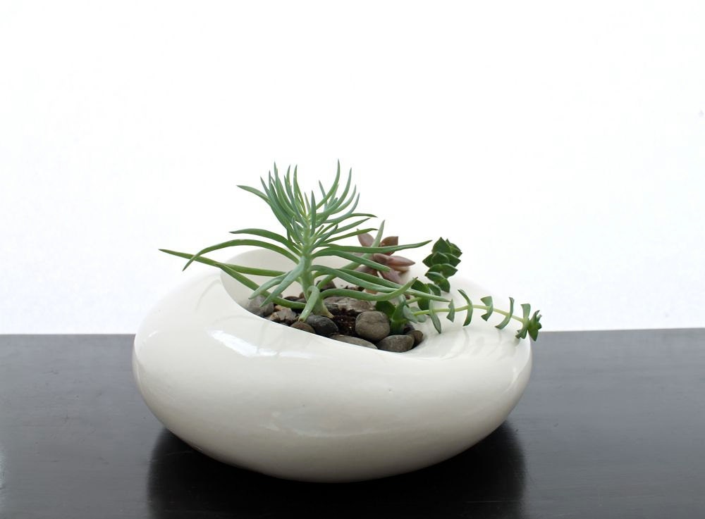 Large Sculptural Planter - White