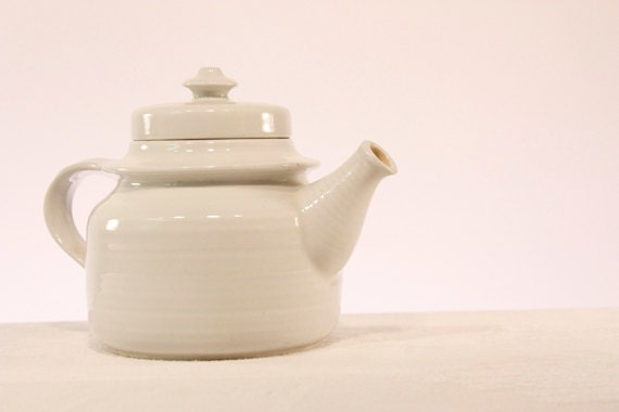 White Glazed Ceramic Hand Thrown Teapot - tea0008
