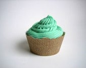 36 Burlap Cupcake Wrappers - Shabby Chic, Rustic, Fall, Autumn, Vintage, Birthday, Outdoor Wedding, Barn Wedding, Baby Shower, Bridal Shower