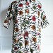 Vintage 70s floral men's shirt/ batik red green orange daisies/ flowers on abstract ink splatter/ color splash/ Hawaiian shirt/ cotton