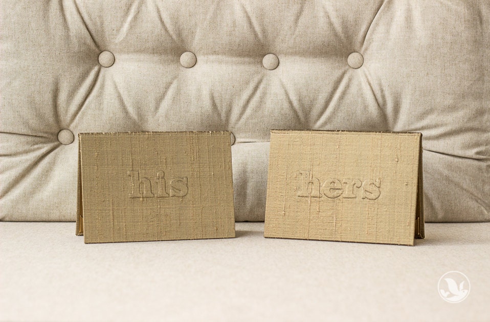 Wedding Gift - His & Her Wedding Vow Holder Keepsake - Silk Folio Wedding Vow Set