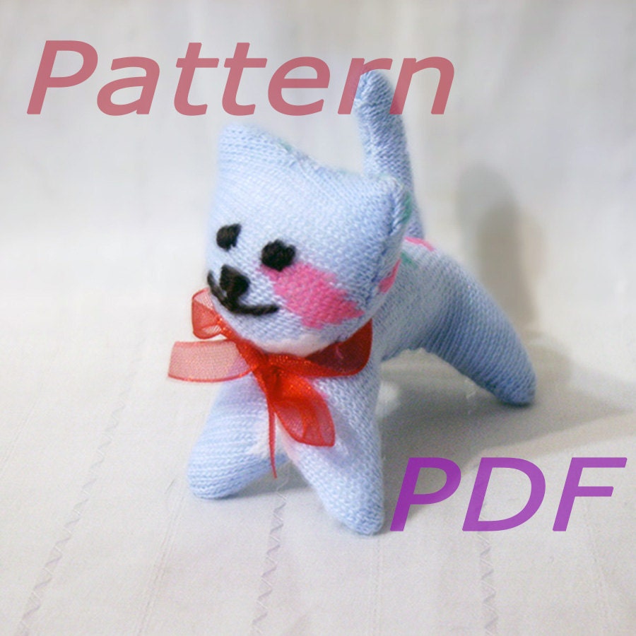 Amusing Blue Kitten - Sock Toy - PDF Pattern