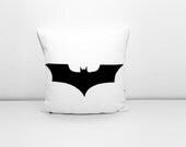 Batman cushion cover - white and black - decorative pillow - nerd pillow - ItsTimeToDream