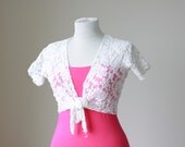 Summer bolero, white lace beach tunic, swimsuit cover up, bolero jacket