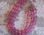 Gorgeous Vintage Signed Lisner Crystal 4 Strand Necklace.
