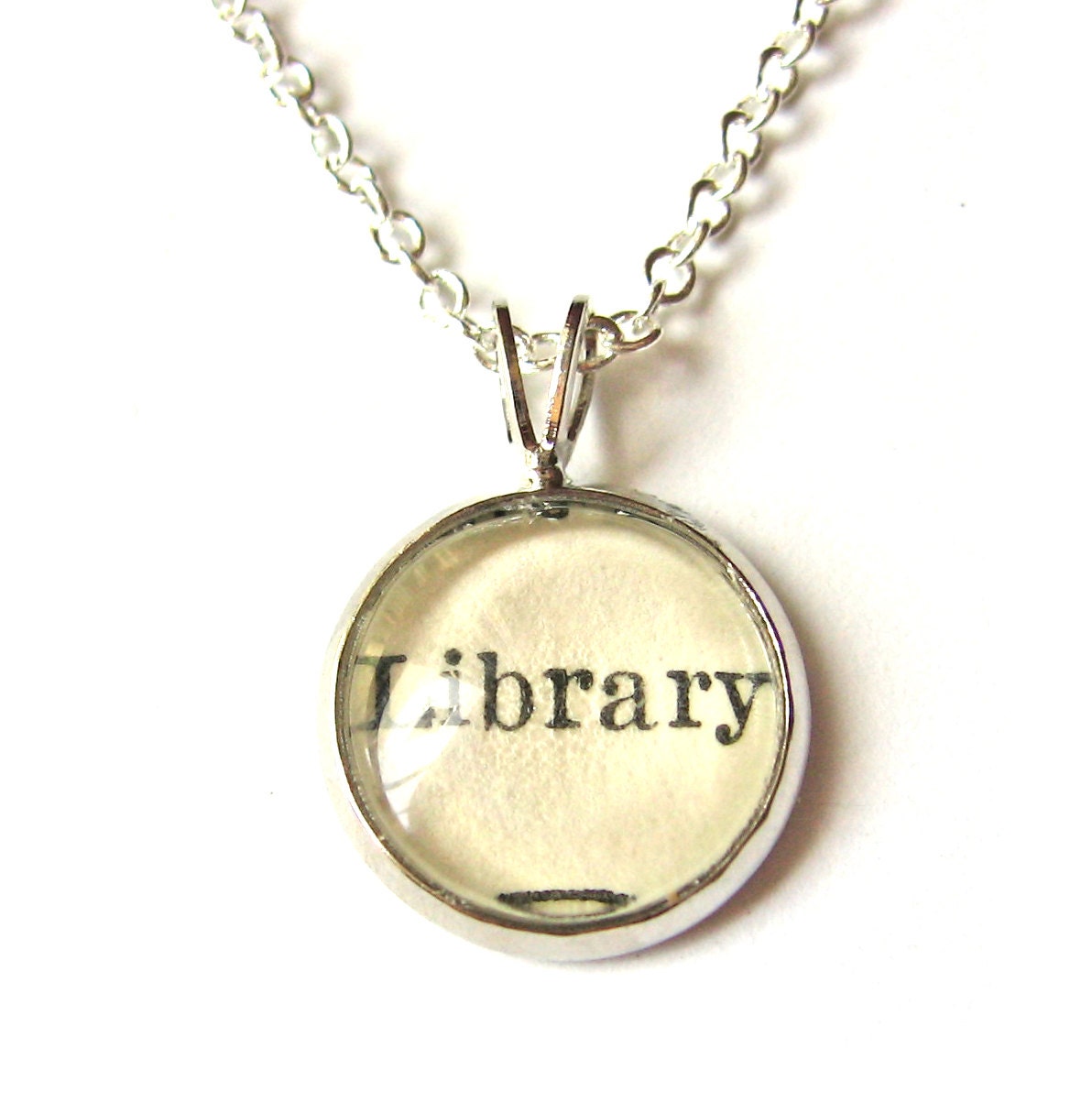 LIBRARY Librarian Sterling Silver Mini Pendant Vintage Library Card Charm by The Written Nerd