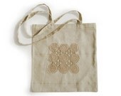 Cotton Tote Bag, 100% Handmade, Vintage Lace, Inner Eyelet
