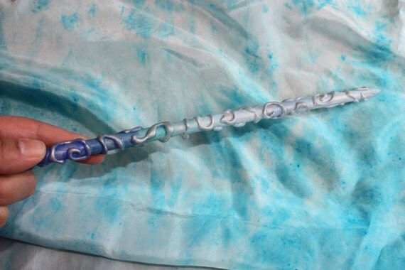 OOAK Magic Wand No.14 Water and Ice blue by PetalsandSunshine