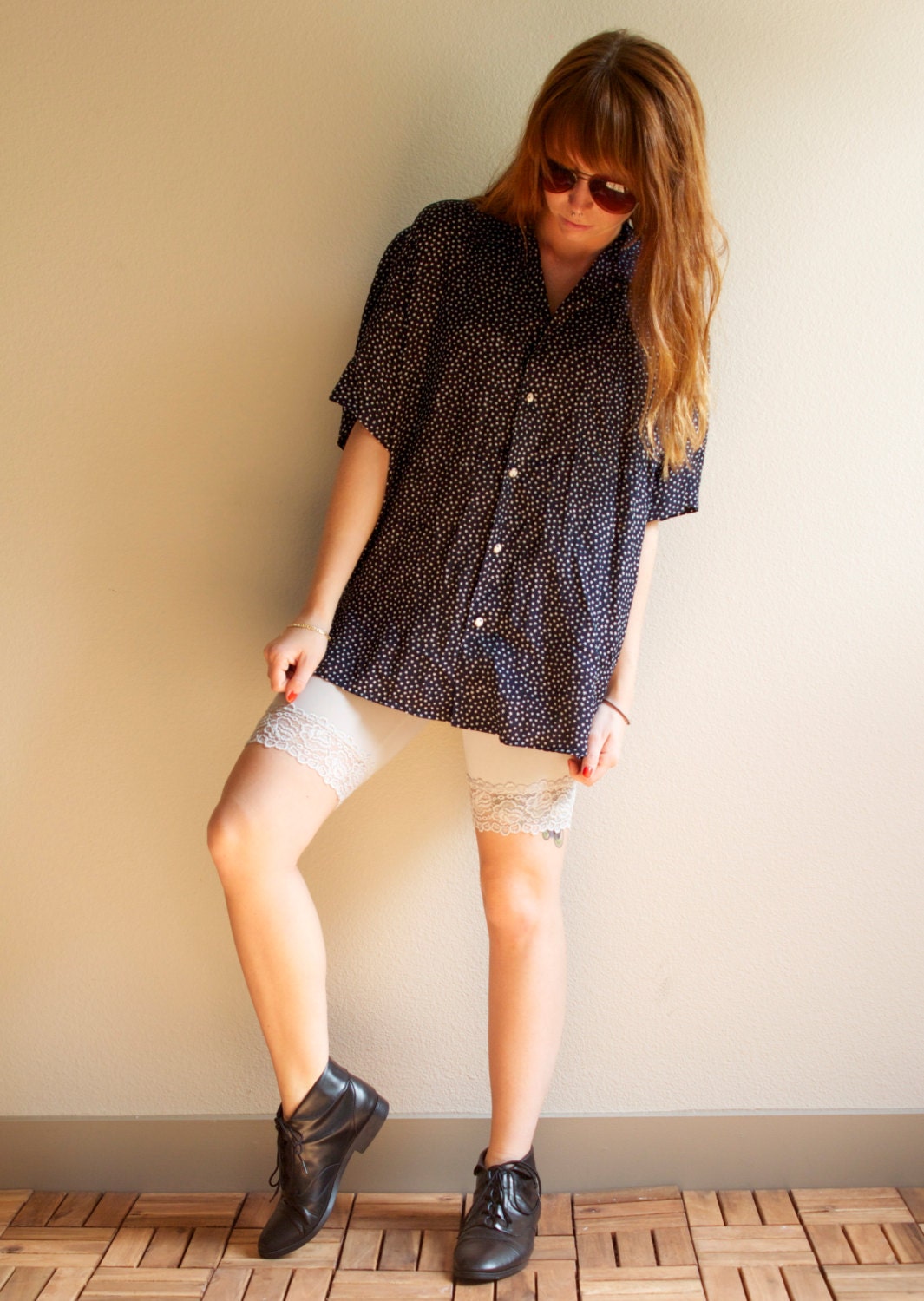 SALE Oversized Navy Blue Star Shirt Medium