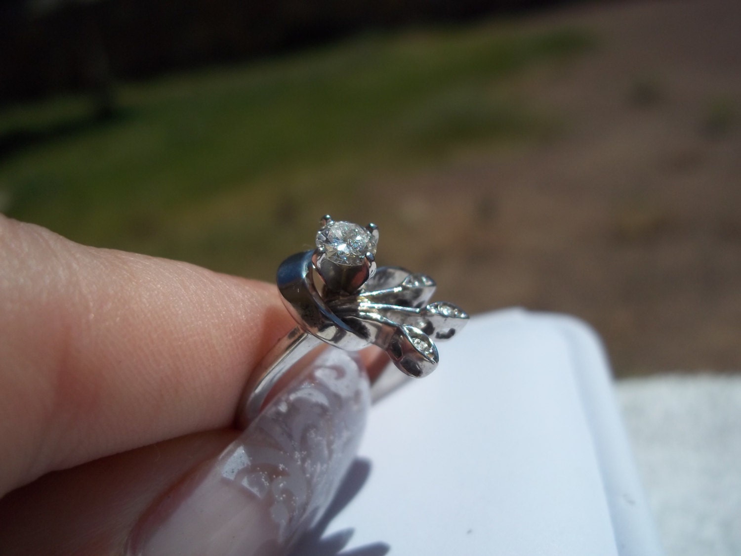 Art Deco .25ct 10k White Gold Engagement Ring