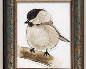 Chickadee Illustrations, Winter Bird, Small Bird, Handmade-Original Digital Print, 8"x10"