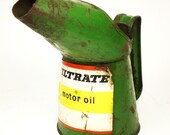 Classic Vintage 1950's Filtrate Motor Oil Can Pourer in Racing Car Green