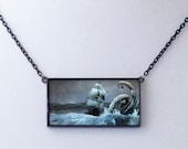 Kraken Squid Octopus Attack Dark Sea Pendant Necklace