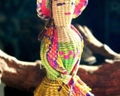 11'' Exquisite Ornate Basket Woven Mexican Bell Doll