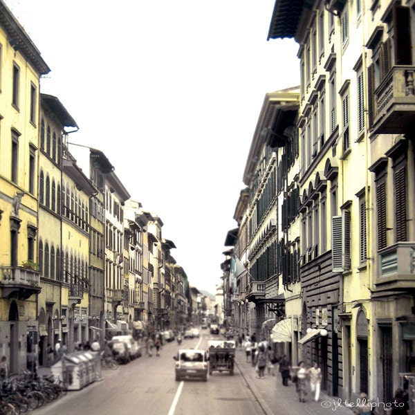 Florentine Ochre - Photography Print 5x5 - Florence, Italy - Yellow City Street Architecture Travel