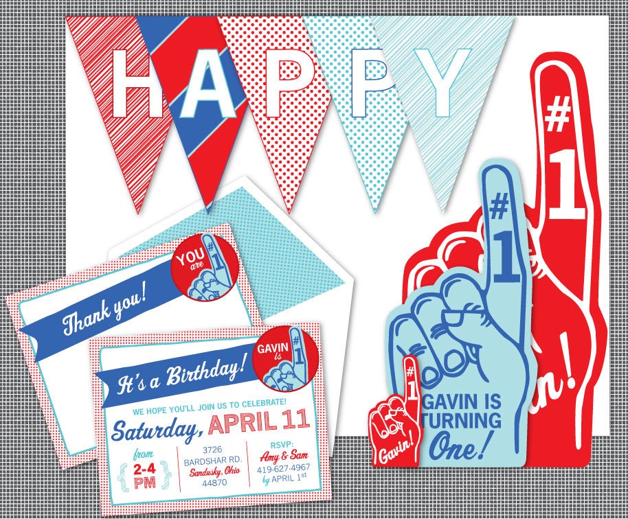 Custom Printable Foam Finger Party Pack // 1st Birthday, Baby Shower, Loaded With Good Stuff
