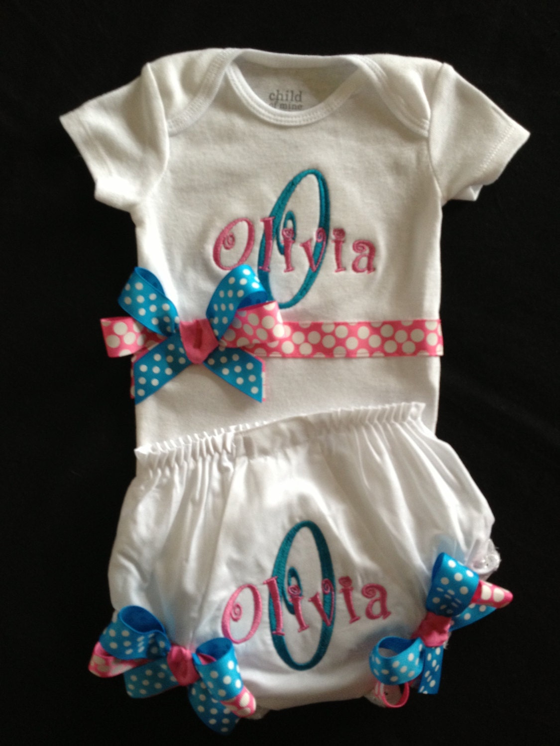 Custom Personalized Monogrammed Onesie & Bloomers...Bodysuit Diaper Cover for BaBy GiRl