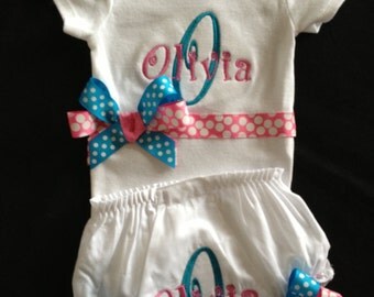 Custom Personalized Monogrammed Onesie & Bloomers...Bodysuit Diaper Cover for BaBy GiRl