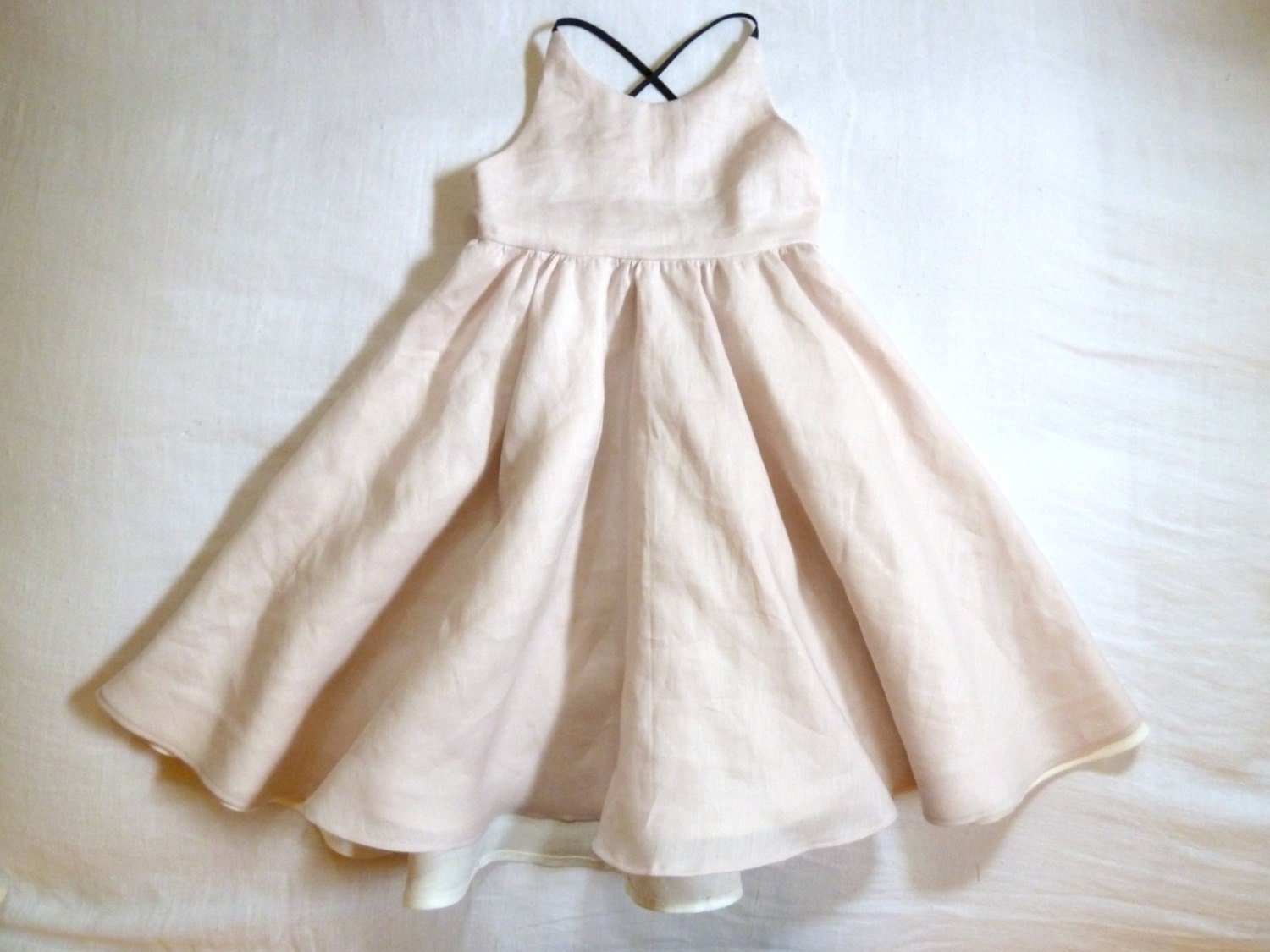 Blush Linen Dress with Cross Back Straps