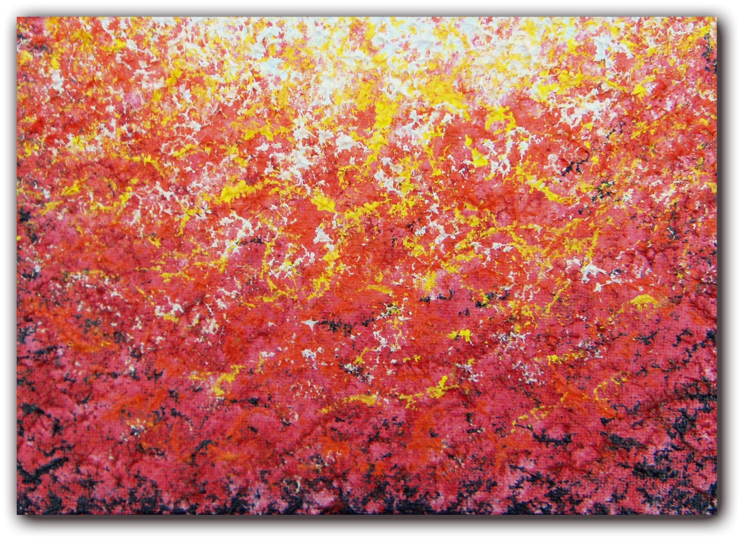 Original Abstract Painting, Expressionist Sun Art, Modern Pointillist Coloful Oil Painting, Impressionist Art, Contemporary Wall Art, 5 x 7