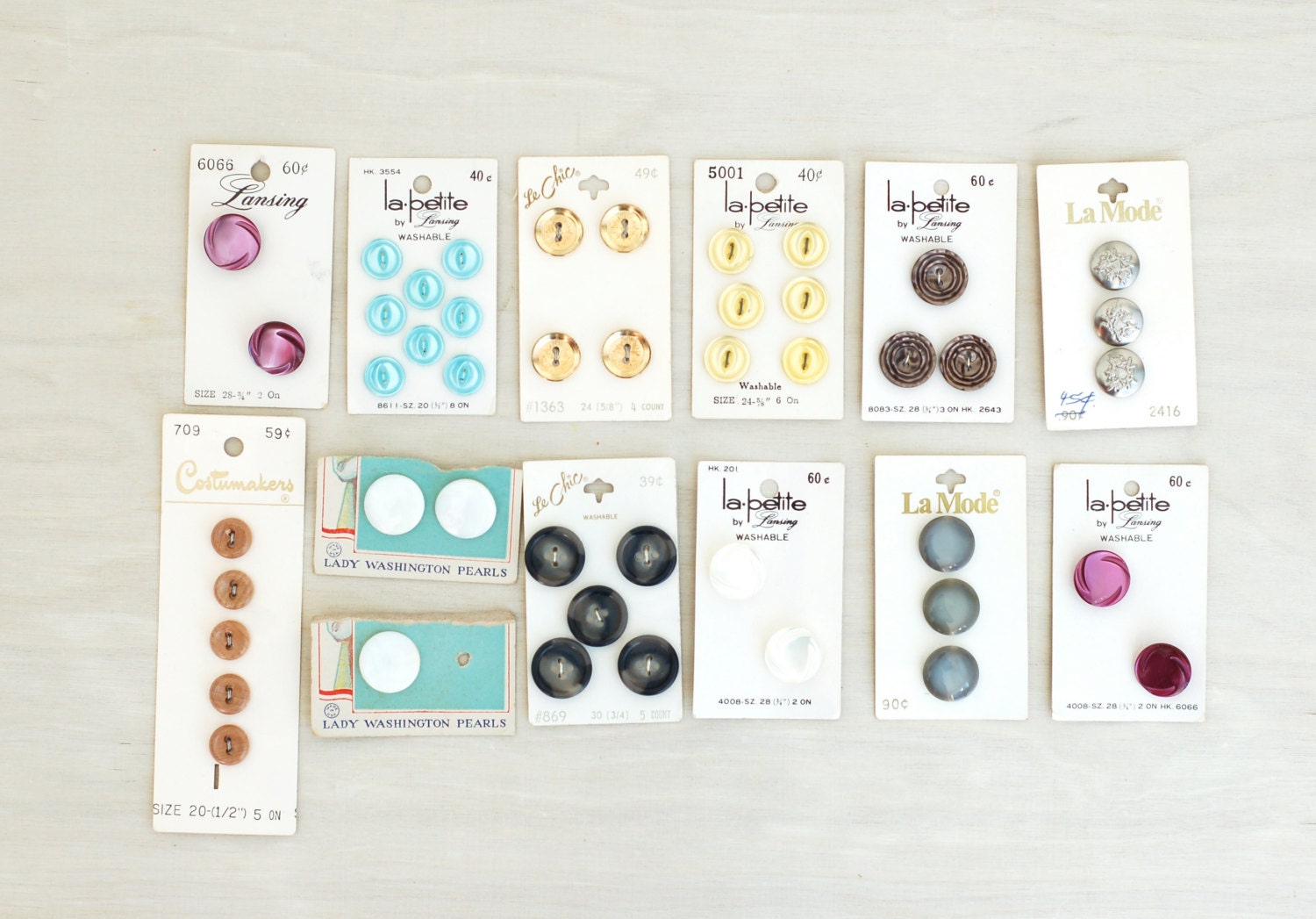 Vintage Button Cards Sewing Supplies