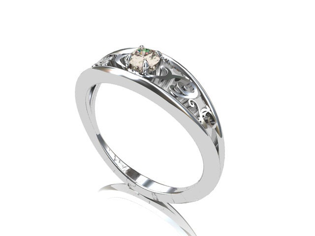 Champagne diamond ring, engagement ring, white gold, yellow gold, filigree ring, brown diamond, champagne diamond wedding, unique