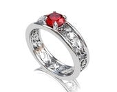 Ruby engagement ring, diamond ring, filigree engagement, red, ruby wedding ring, diamond engagement, vintage, yellow gold, white gold