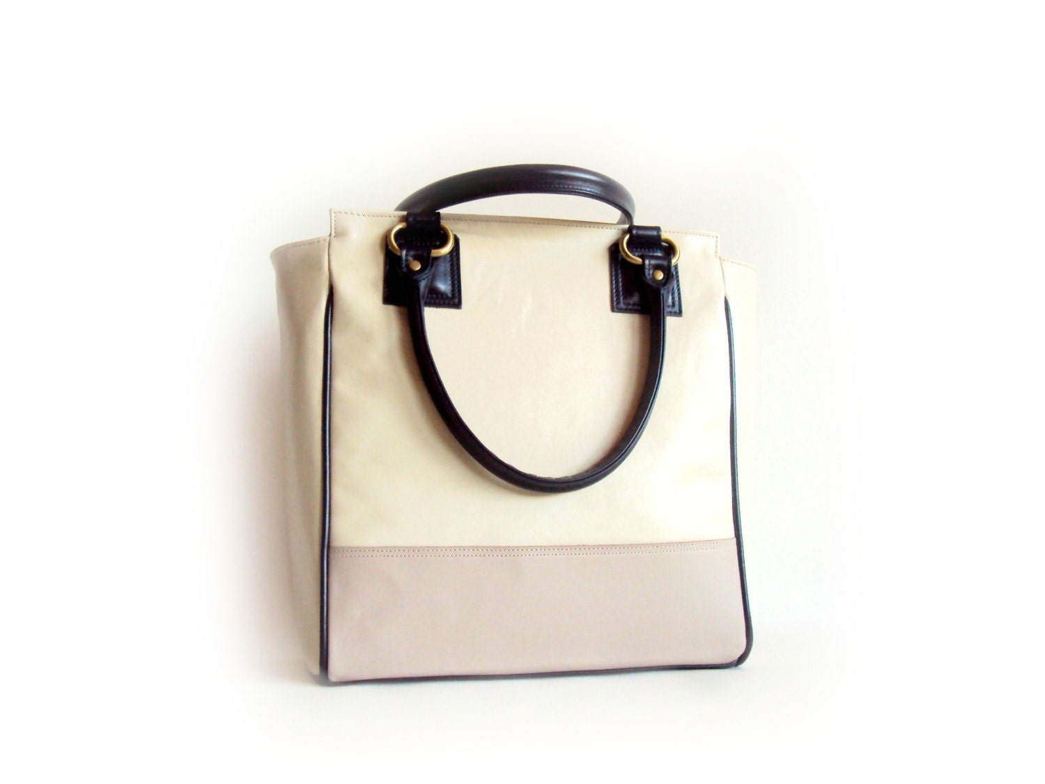 Nude Leather Tote Bag, Shopping Bag, Shoulder Bag, Beige Cream Carryall bag, Everyday Bag