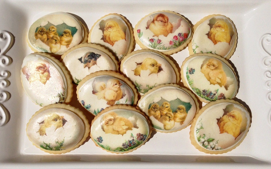 EASTER CHICKS Hatching from EGGS Wafer Papers for Cookies - Edible Images