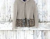 All Tied Up Hoodie Cardigan upcycled natural floral boho sweater hoodie eco friendly beige taupe brown cardigan - wearlovenow