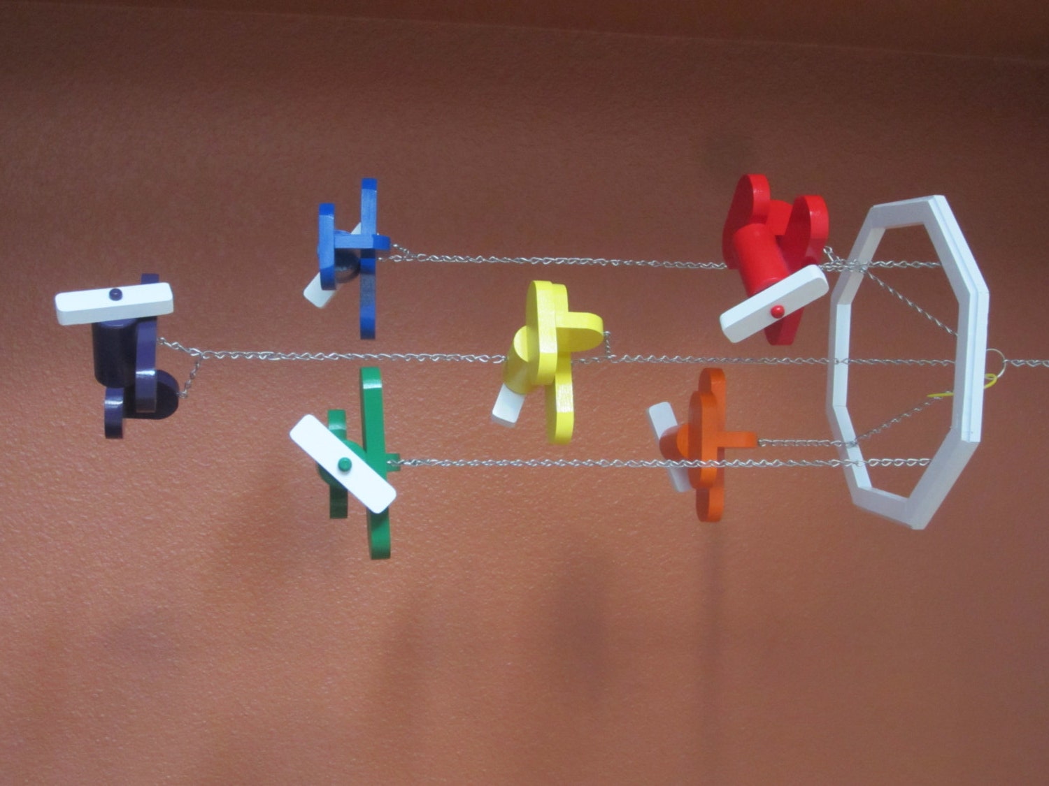 NEW - Little Planes Wood Airplane Mobile - Rainbow Colors